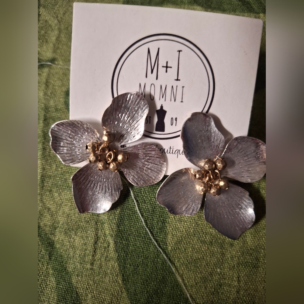 Silver Floral Earrings